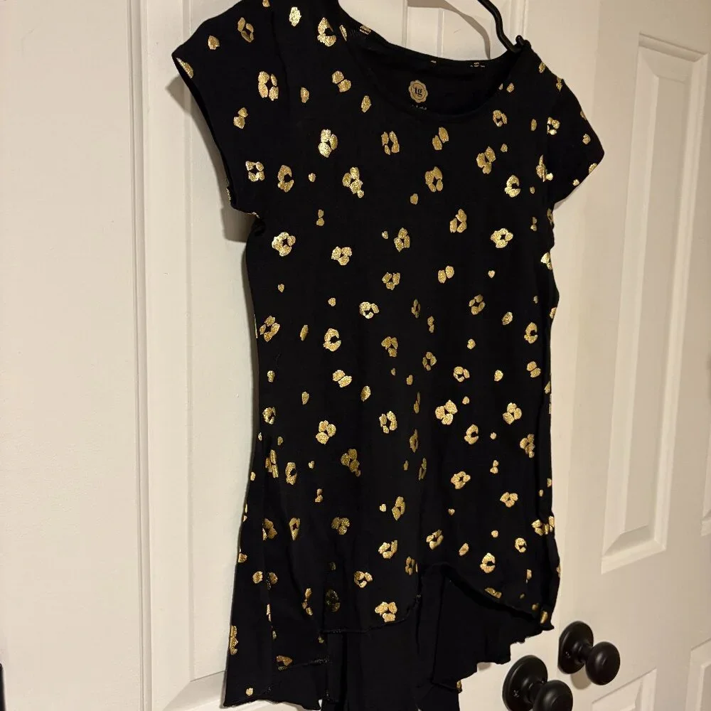 NWOT Total Girl black/gold short sleeve top sz 10/12